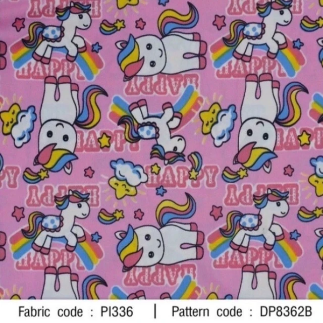 ผ้าพิมพ์ Happy Violet(ชมพู)