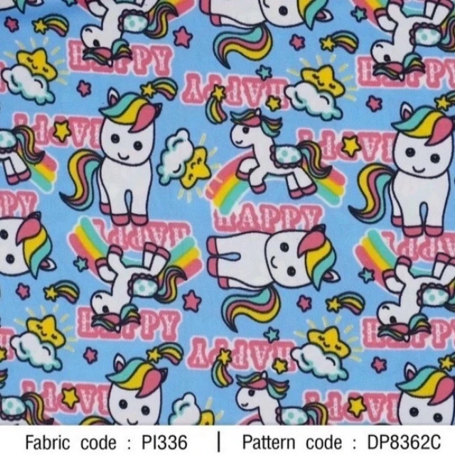 ผ้าพิมพ์ Happy Violet(ฟ้า)