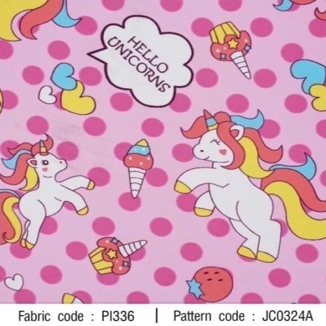 ผ้าพิมพ์ Hello unicorn(ชมพู)
