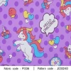 ผ้าพิมพ์ Hello unicorn(ม่วง) 