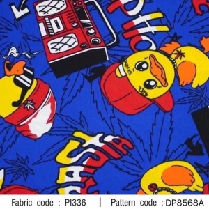 ผ้าพิมพ์ Hip Hop Duck(น้ำเงิน) - primary