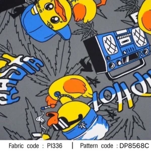 ผ้าพิมพ์ Hip Hop Duck(เทา) - primary