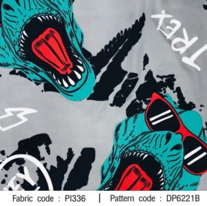 ผ้าพิมพ์ Jurassic(เทา) - primary