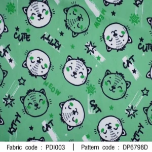 ผ้าพิมพ์ Katty Cute(เขียว) - primary
