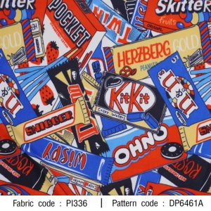 ผ้าพิมพ์ Kitkit Pocket(น้ำเงินแดง) - primary