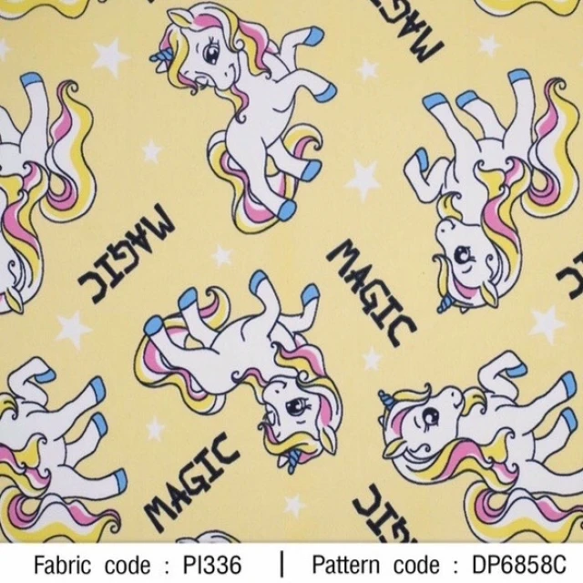 ผ้าพิมพ์ Magic Unicorn(เหลือง)