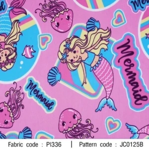 ผ้าพิมพ์ Mermaid in wonder world(ชมพู) - primary