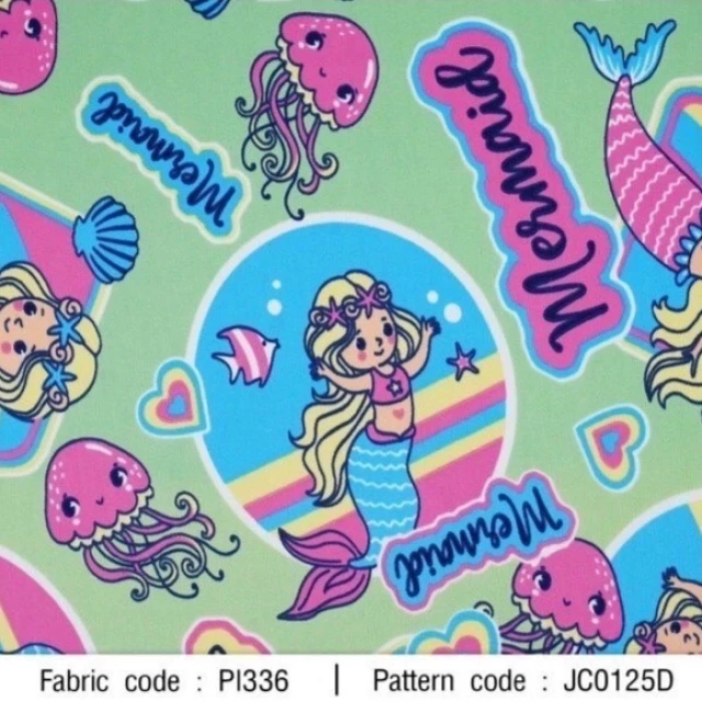 ผ้าพิมพ์ Mermaid in wonder world(เขียว)