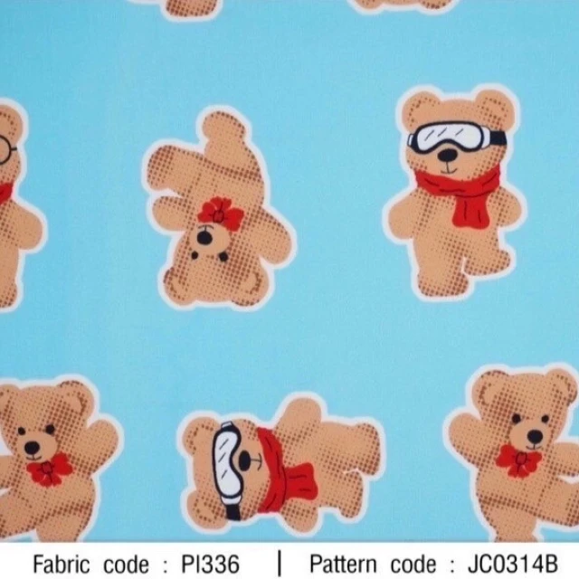 ผ้าพิมพ์ Mix Bear(ฟ้า)