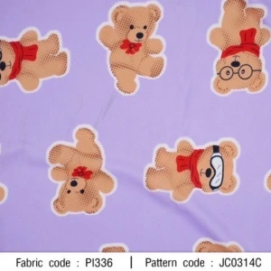 ผ้าพิมพ์ Mix Bear(ม่วง) - primary