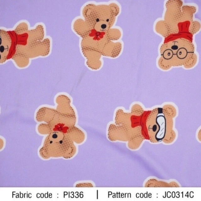 ผ้าพิมพ์ Mix Bear(ม่วง)