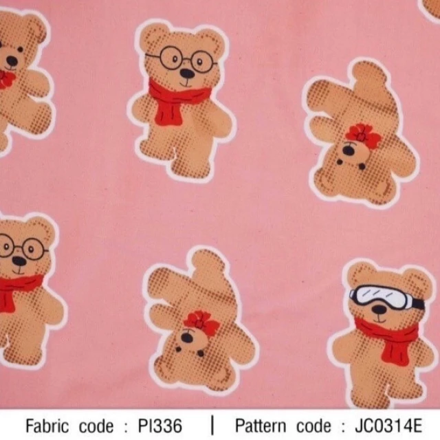 ผ้าพิมพ์ Mix Bear(พีช)
