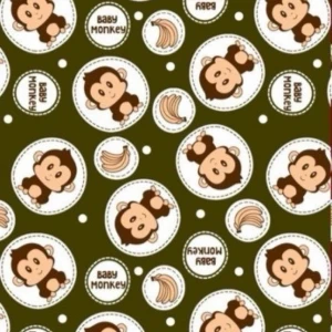 ผ้าพิมพ์ Monkey Baby(เขียวขี้ม้า) - primary