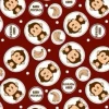 ผ้าพิมพ์ Monkey Baby(เลือดหมู) 
