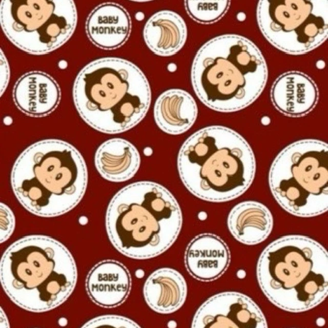 ผ้าพิมพ์ Monkey Baby(เลือดหมู)