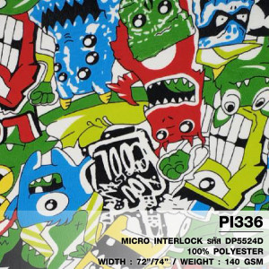 ผ้าพิมพ์ Monter (ขาว-เขียวแดง) - primary