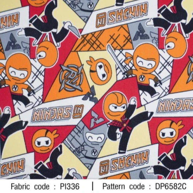 ผ้าพิมพ์ NINJAS(ส้มแดง)