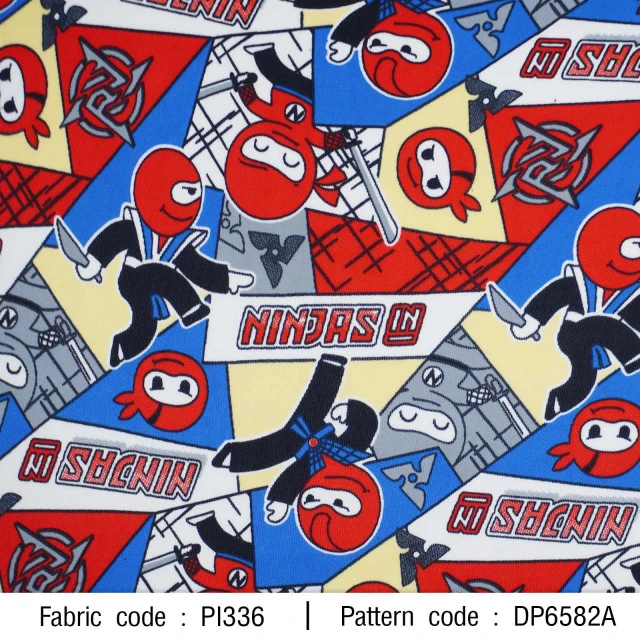 ผ้าพิมพ์ NINJAS(แดงน้ำเงิน)