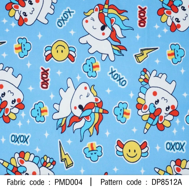 ผ้าพิมพ์ Pancake xoxo(ฟ้า)