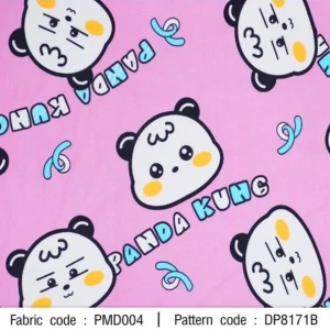 ผ้าพิมพ์ Panda Kung(ชมพู)