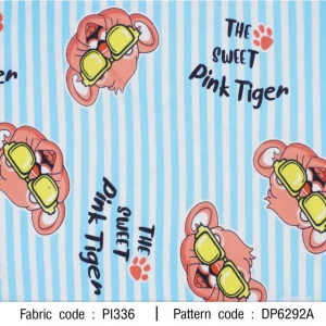 ผ้าพิมพ์ Pink Tiger(ฟ้า) - primary