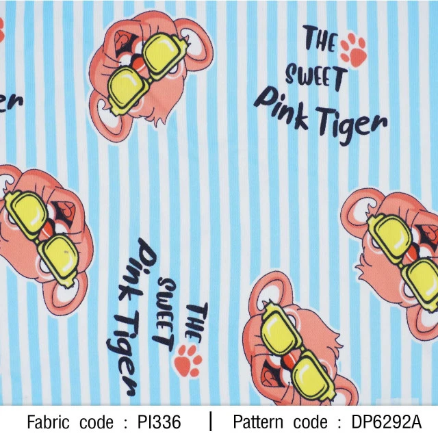 ผ้าพิมพ์ Pink Tiger(ฟ้า)