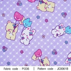 ผ้าพิมพ์ Rabbit In Love(ม่วง) - primary