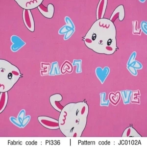 ผ้าพิมพ์ Rabbit Love(ชมพู) - primary