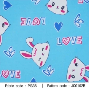 ผ้าพิมพ์ Rabbit Love(ฟ้า) - primary