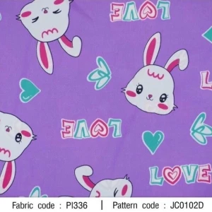 ผ้าพิมพ์ Rabbit Love(ม่วง) - primary