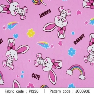 ผ้าพิมพ์ Rabbit rainbow cute(ชมพู) - primary
