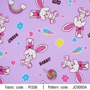 ผ้าพิมพ์ Rabbit rainbow cute(ม่วง) - primary