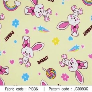 ผ้าพิมพ์ Rabbit rainbow cute(เหลือง) - primary