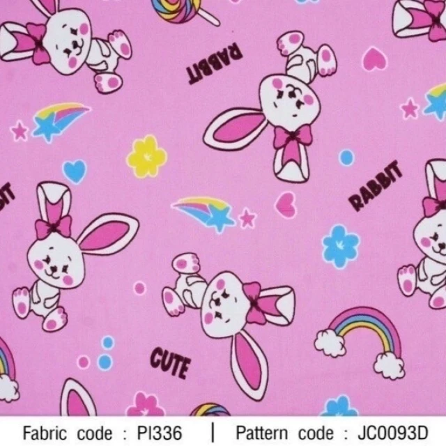 ผ้าพิมพ์ Rabbit rainbow cute(ชมพู)