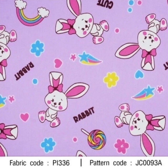 ผ้าพิมพ์ Rabbit rainbow cute(ม่วง)