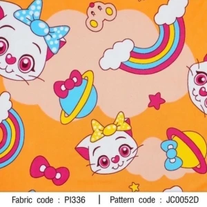 ผ้าพิมพ์ Rainbow Cat(ส้ม)