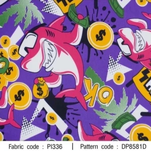 ผ้าพิมพ์ Rich Shark(ม่วง) - primary