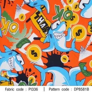 ผ้าพิมพ์ Rich Shark(ส้ม) - primary