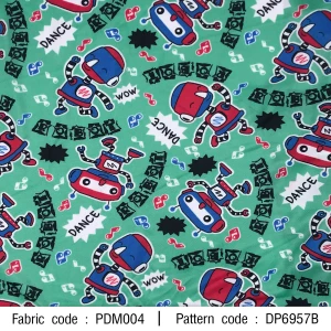 ผ้าพิมพ์ Robot Dance(เขียว) - primary