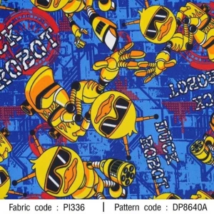 ผ้าพิมพ์ Robot Duck(น้ำเงิน) - primary