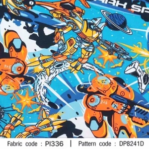 ผ้าพิมพ์ Robot Space(เขียว) - primary