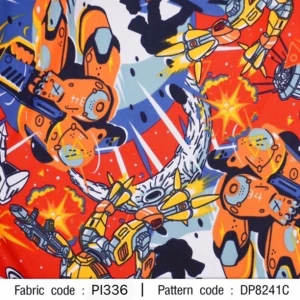 ผ้าพิมพ์ Robot Space(แดง) - primary