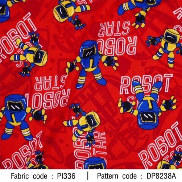 ผ้าพิมพ์ ROBOT STAR(แดง)