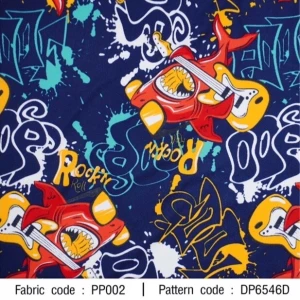 ผ้าพิมพ์ Shark Rock N Roll(น้ำเงิน) - primary