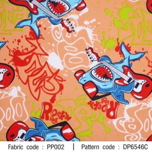 ผ้าพิมพ์ Shark Rock N Roll(ส้ม) - primary
