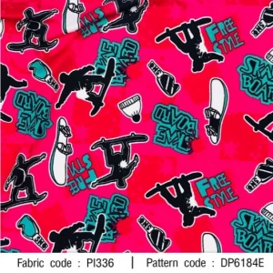 ผ้าพิมพ์ Skaeboard(ชมพู) - primary