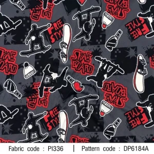 ผ้าพิมพ์ Skaeboard(เทา) - primary