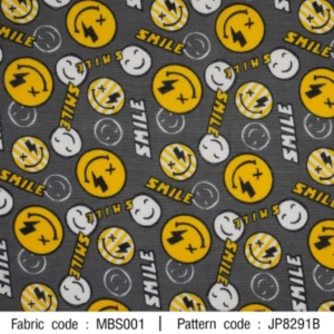 ผ้าพิมพ์ smile(เทา) - primary