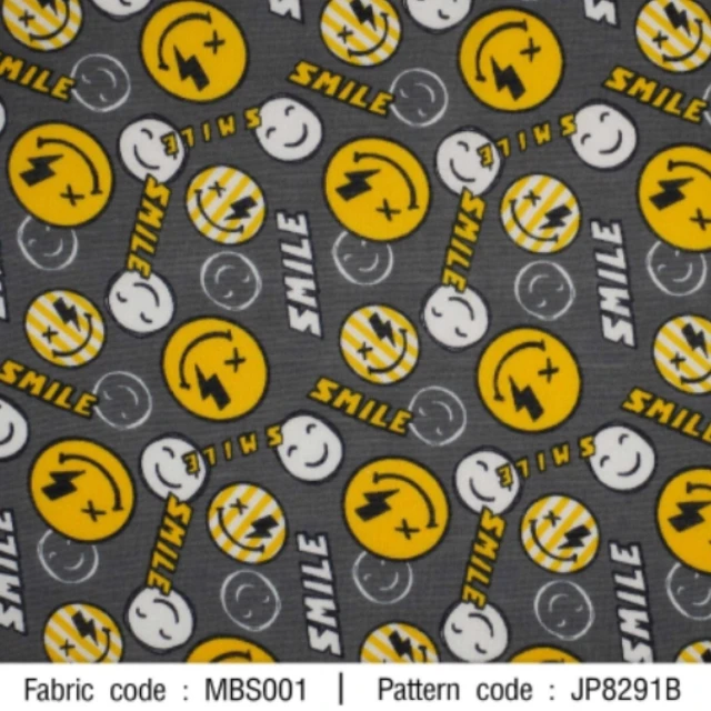 ผ้าพิมพ์ smile(เทา)