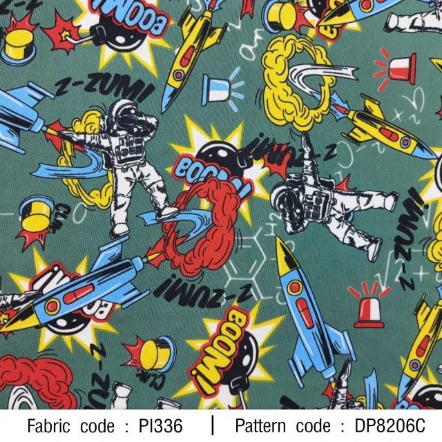 ผ้าพิมพ์ Space Boom(เขียว)